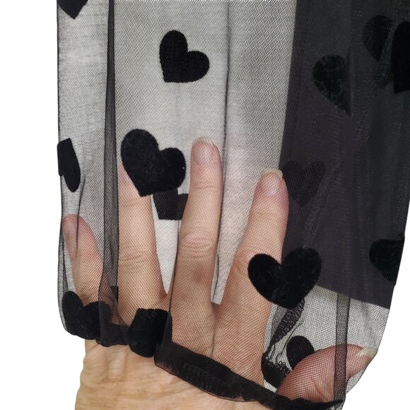 Agnes Orinda Size 3X Blouse Sheer Heart Puff Sleeves V Neck Twisted Front Flowy - Picture 13 of 13